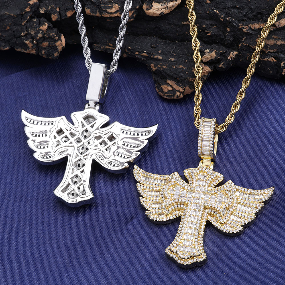 Хип-хоп полный бриллиант 18 ка – обзор и цена Cross Pendant Necklace Gold